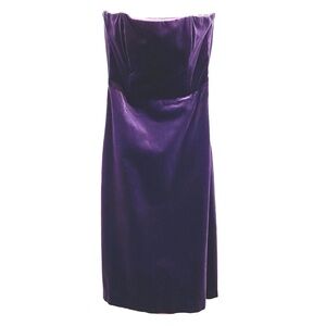 TIBI Purple Embossed Velvet Strapless Dress